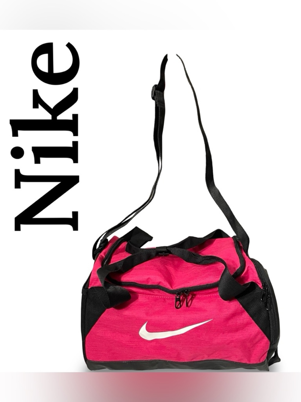 NIKE Brasilia Small Training Duffel Bag, Pink/ Black/ White, EUC